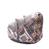 KUTKUT Dog Bed for Small Dogs Washable - Round Cat Sofa for Indoor Cats, Bed Cum Sofa for Puppy and Kitten with Slip-Resistant Bottom - kutkutstyle